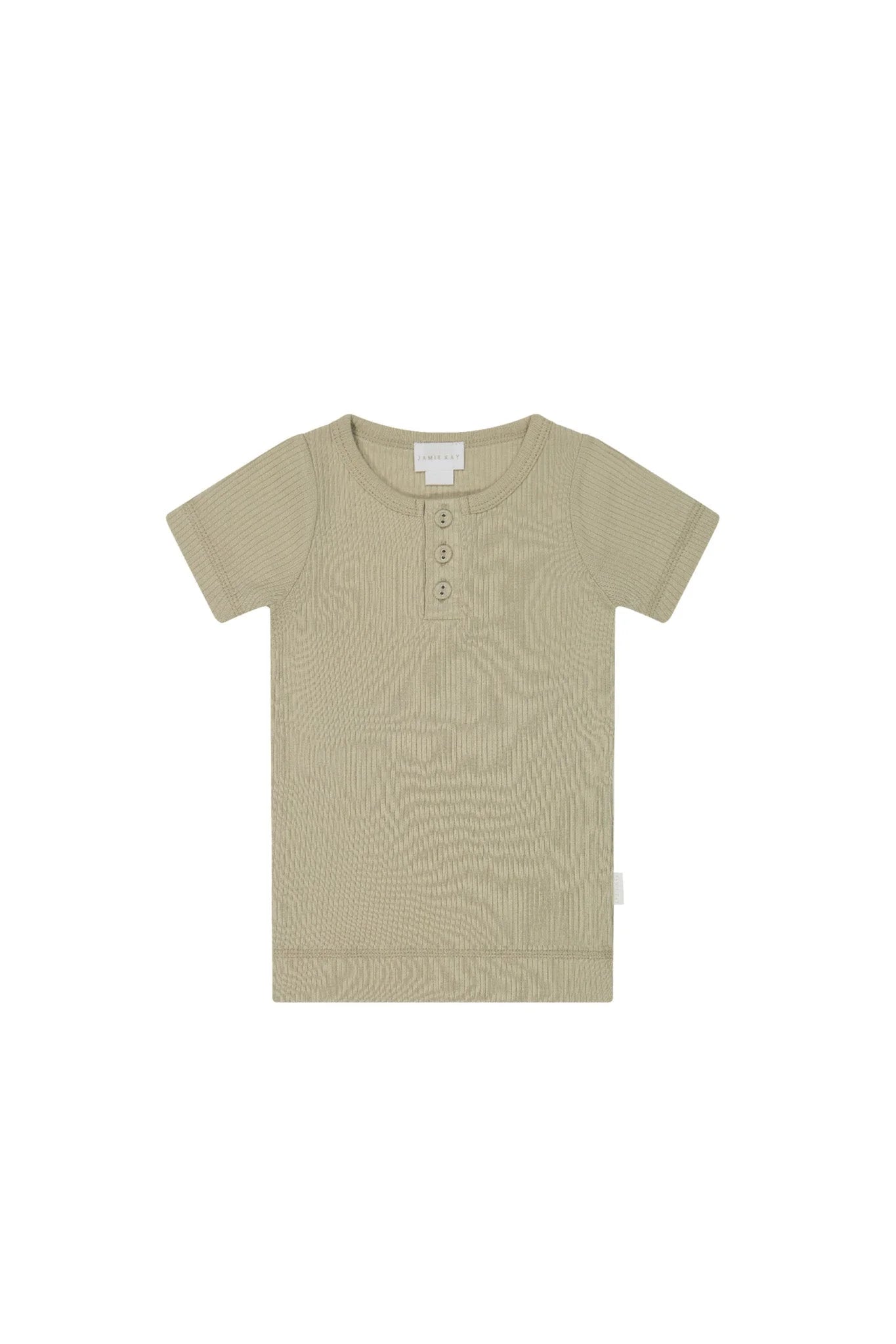 Organic Cotton Modal Henley Tee - Cashew