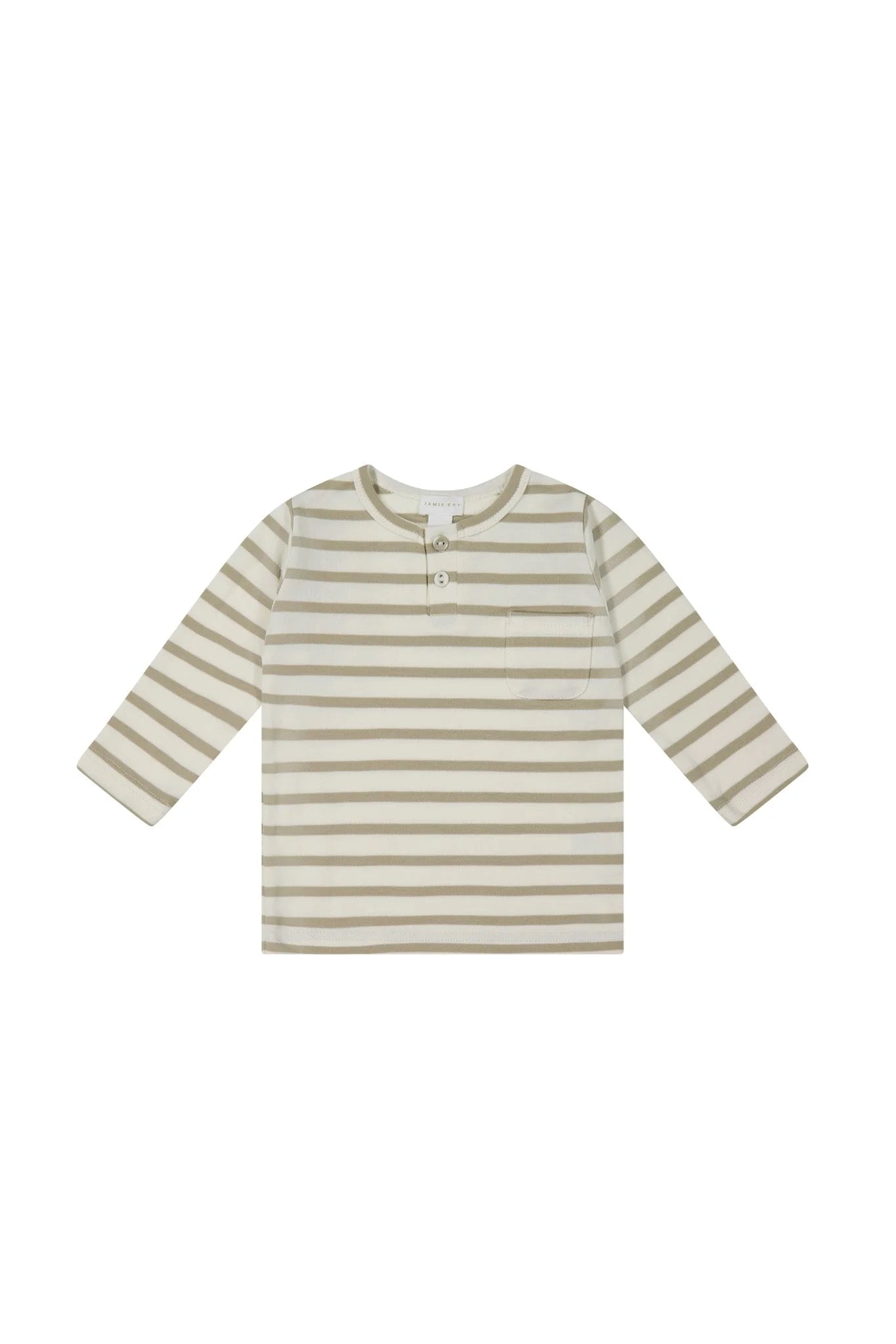 Pima Cotton Diego Long Sleeve Top - Cloud-Cashew Stripe