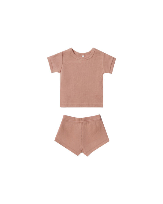 Waffle Shortie Set - Rose