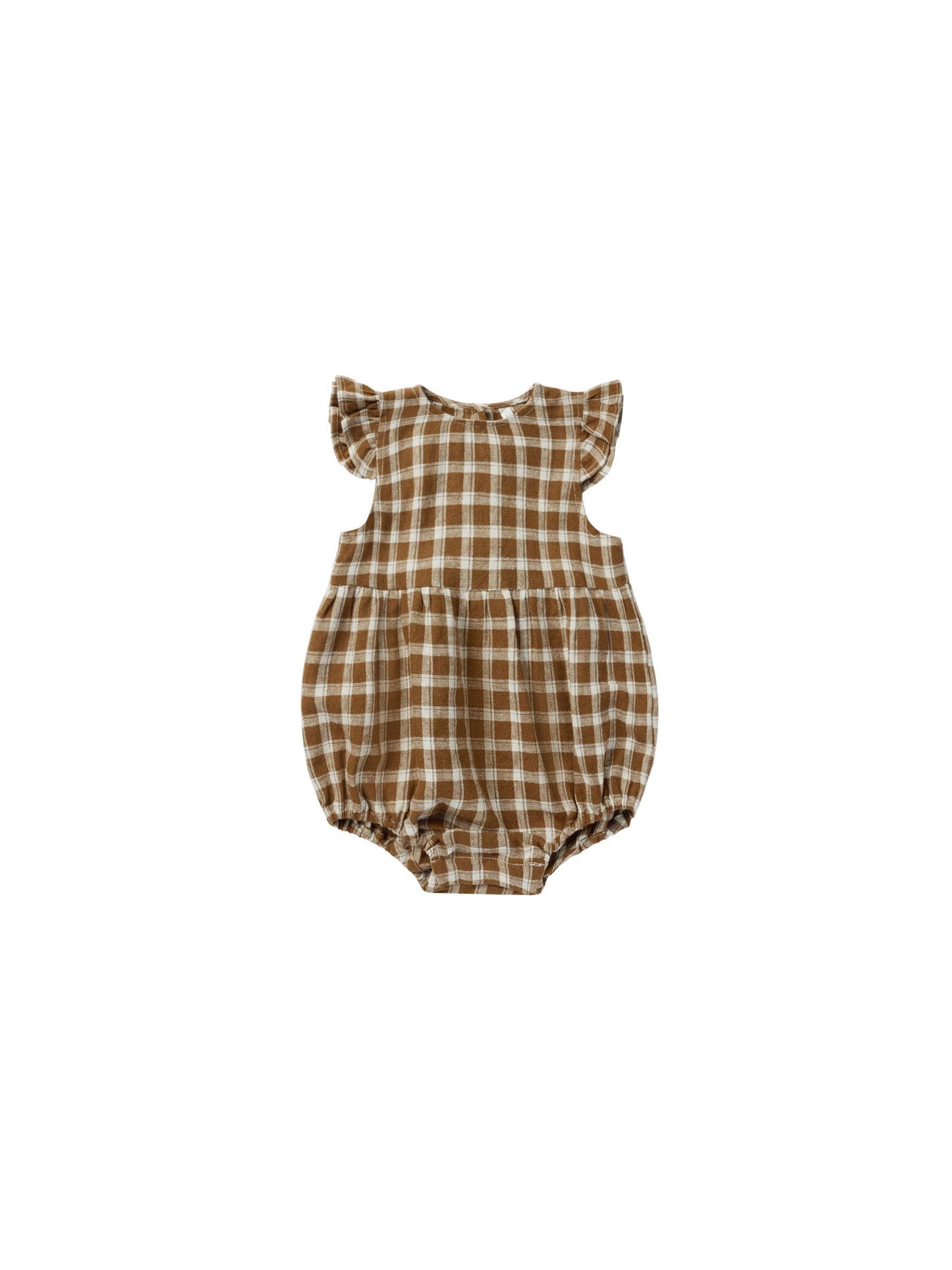 Amelia Romper - Saddle Plaid