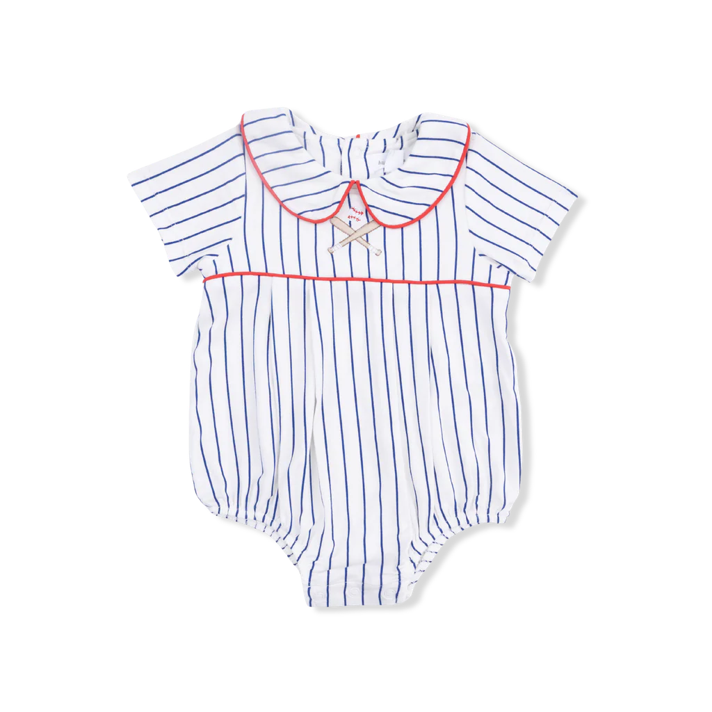 Angel Dear Baseball Stripe Classic Box Pleat Bubble