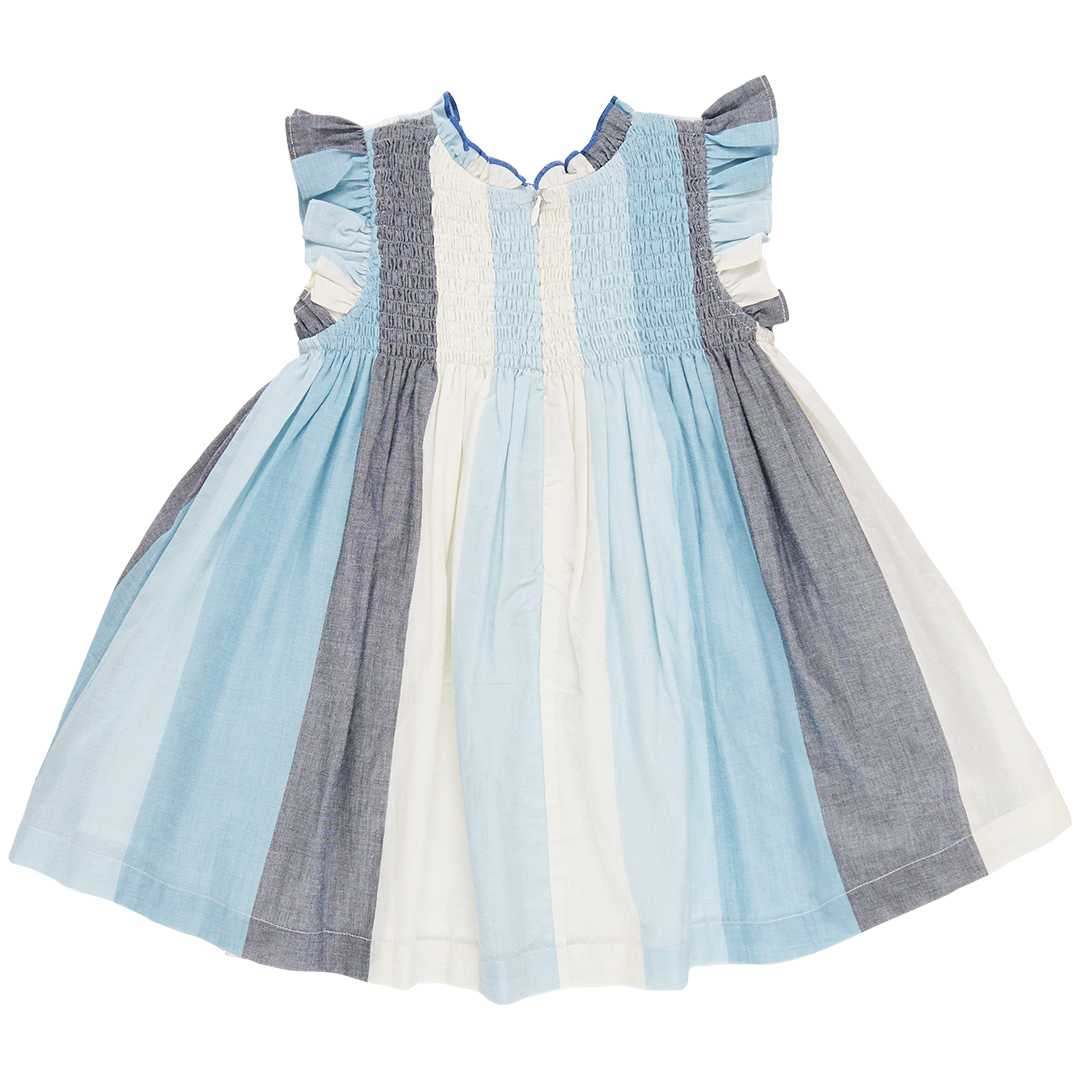 Girls Stevie Dress - Ocean Stripe