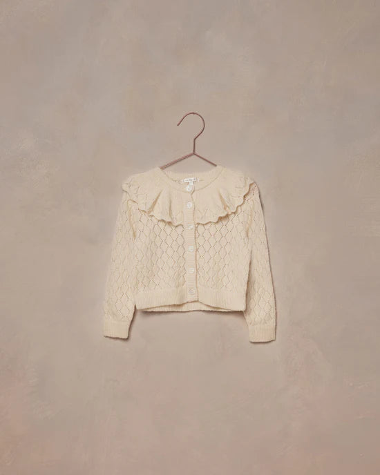 Ruffle Cardigan Sweater - ecru