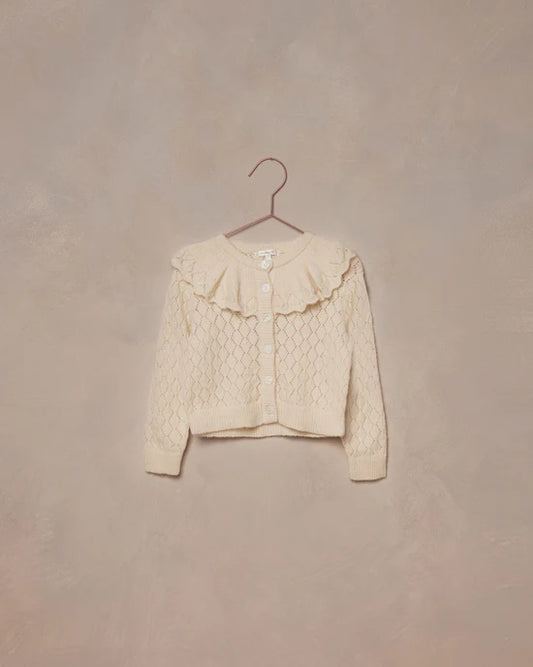 Ruffle Cardigan Sweater - ecru