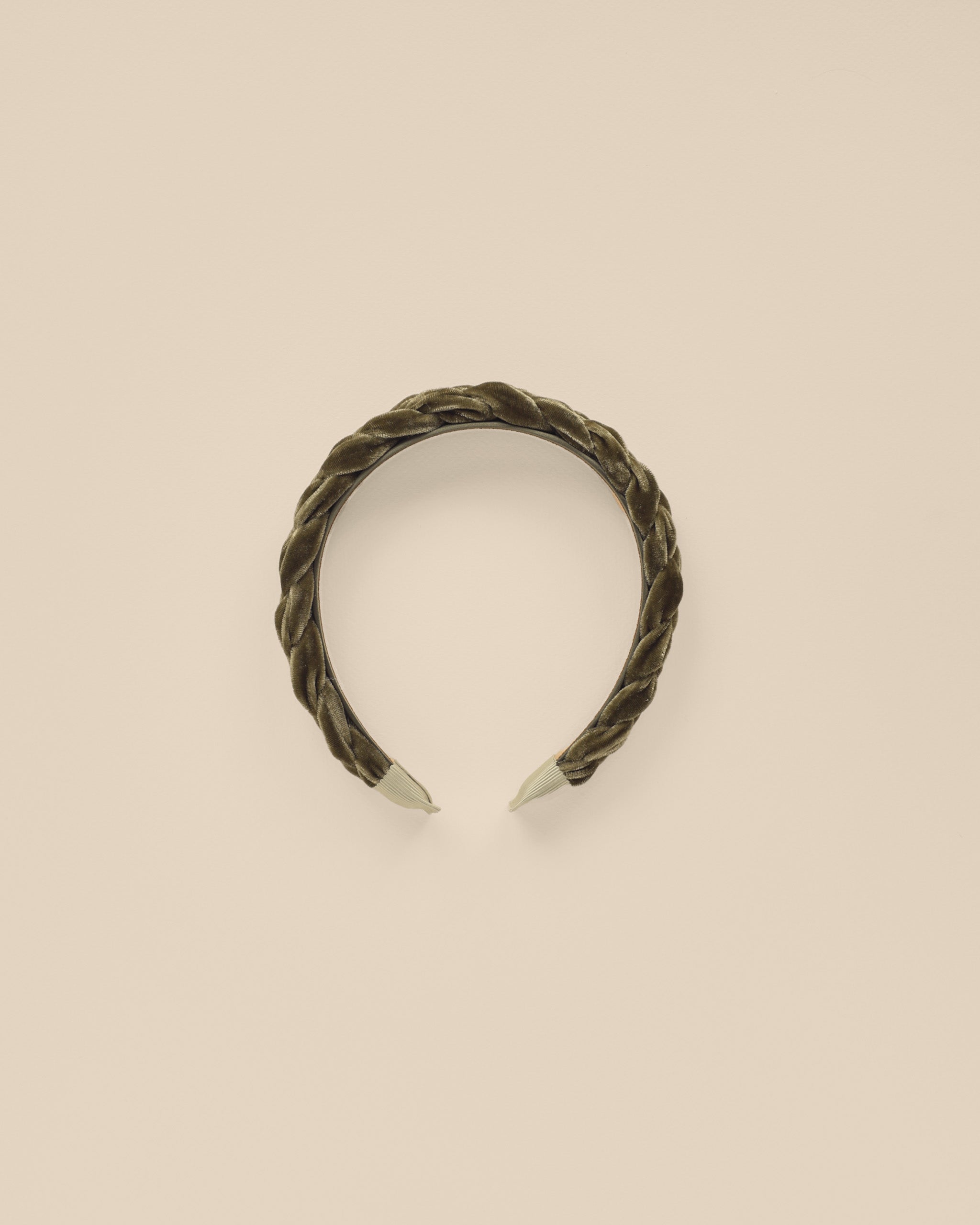 Velvet Braided Headband - Olive