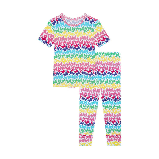 short sleeve basic pajama- rainbow butterfly