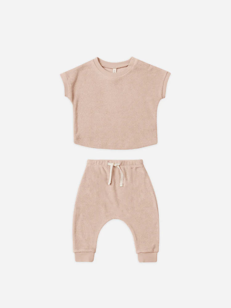 Terry Tee and Pant Set - Blush