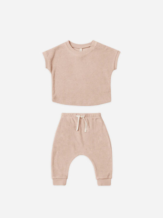 Terry Tee and Pant Set - Blush