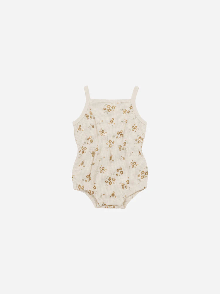 Waffle Cinch Romper - Honey Flower