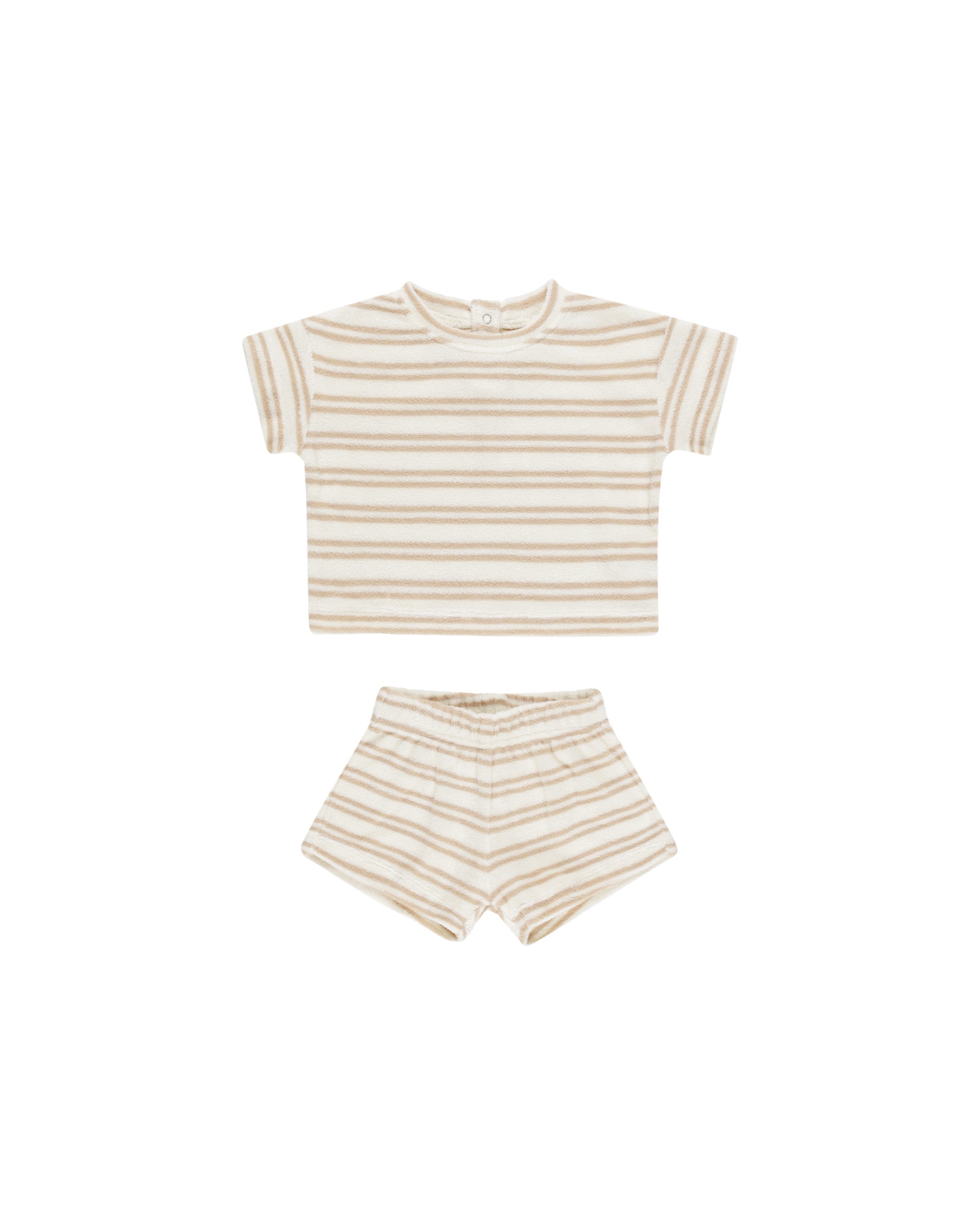 Terry Tee + Shorts Set - Oat Stripe