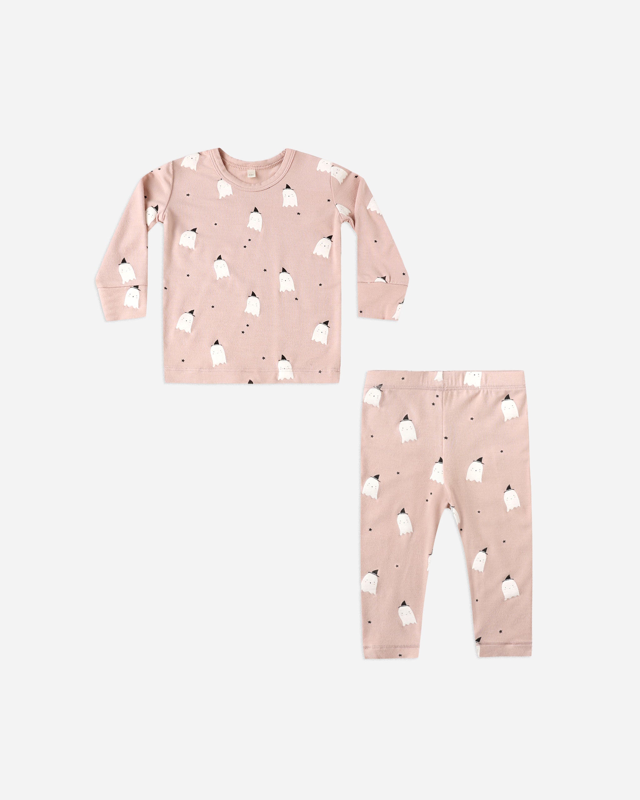 Quincy Mae Bamboo Pajama Set Pink Ghosts