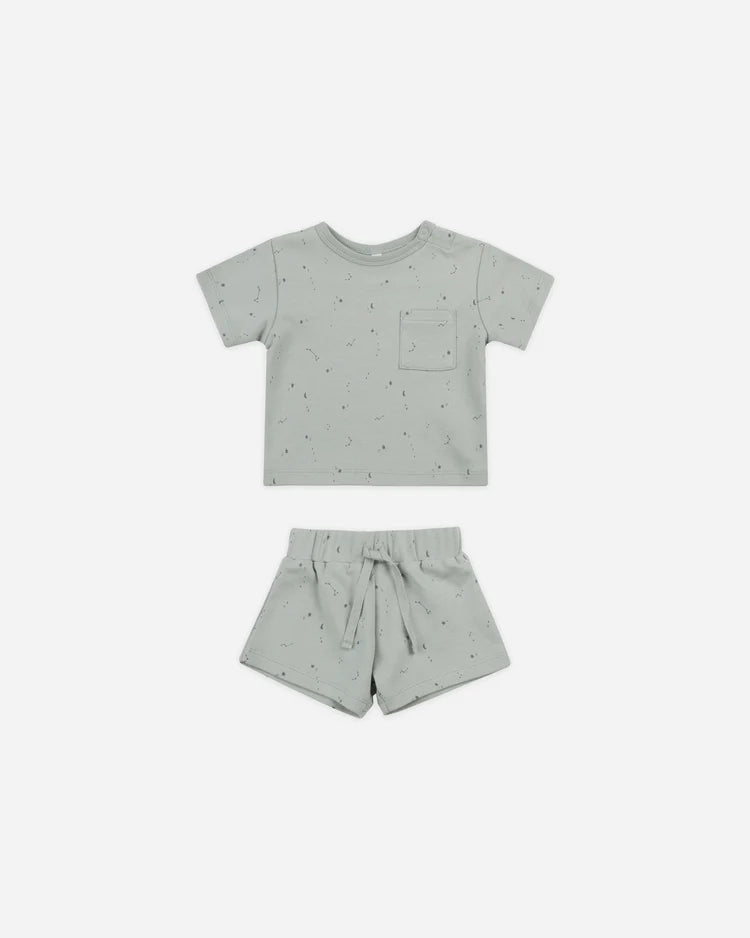 Boxy Pocket Tee and Short tSet - Constellations