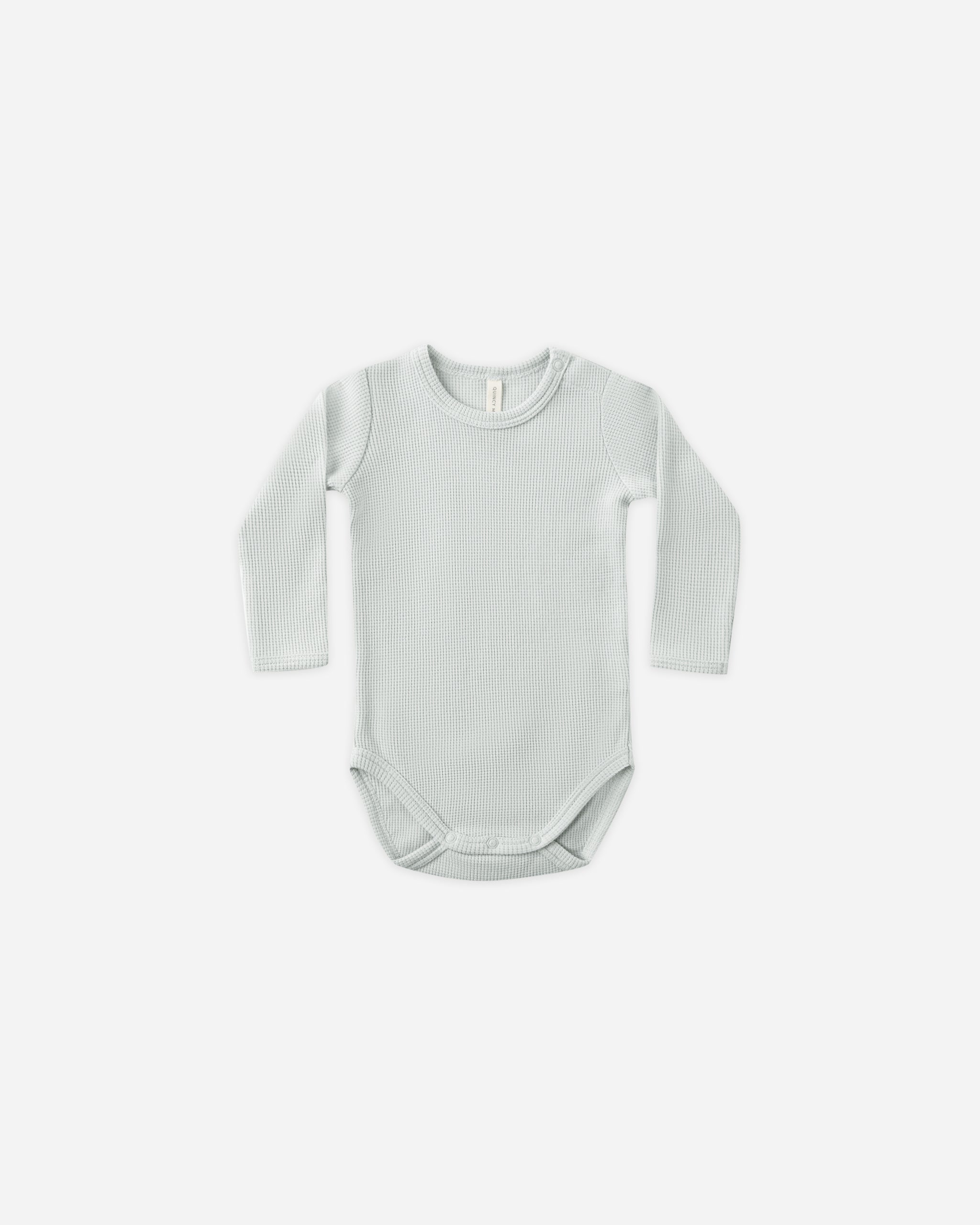 Quincy Mae Waffle Long Sleeve Bodysuit Ice Blue Little Sprout