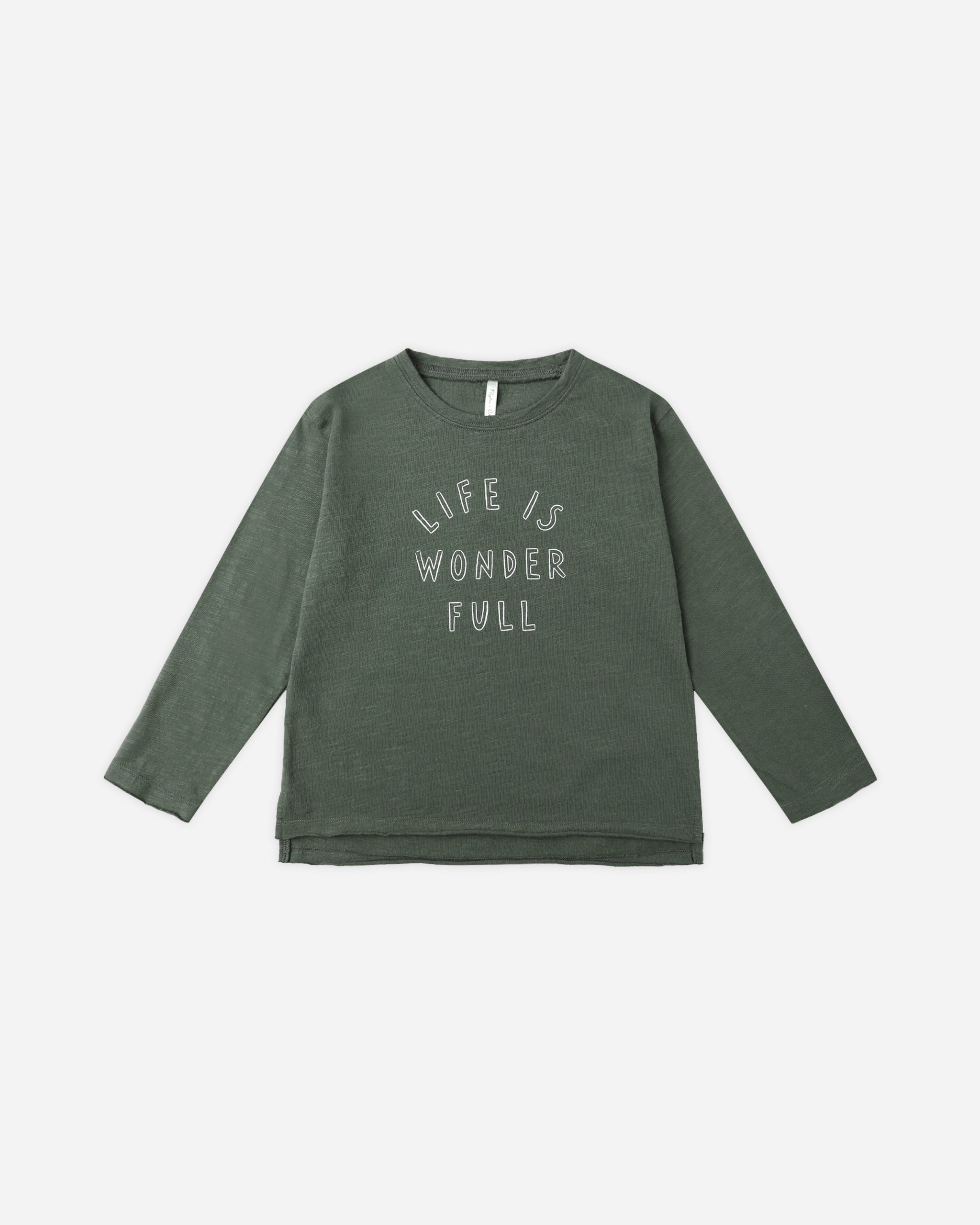 Raw Edge Long Sleeve  Tee Life is Wonder Full Little Sprout