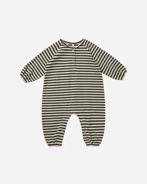 Henley Bubble Jumpsuit - Black Stripe