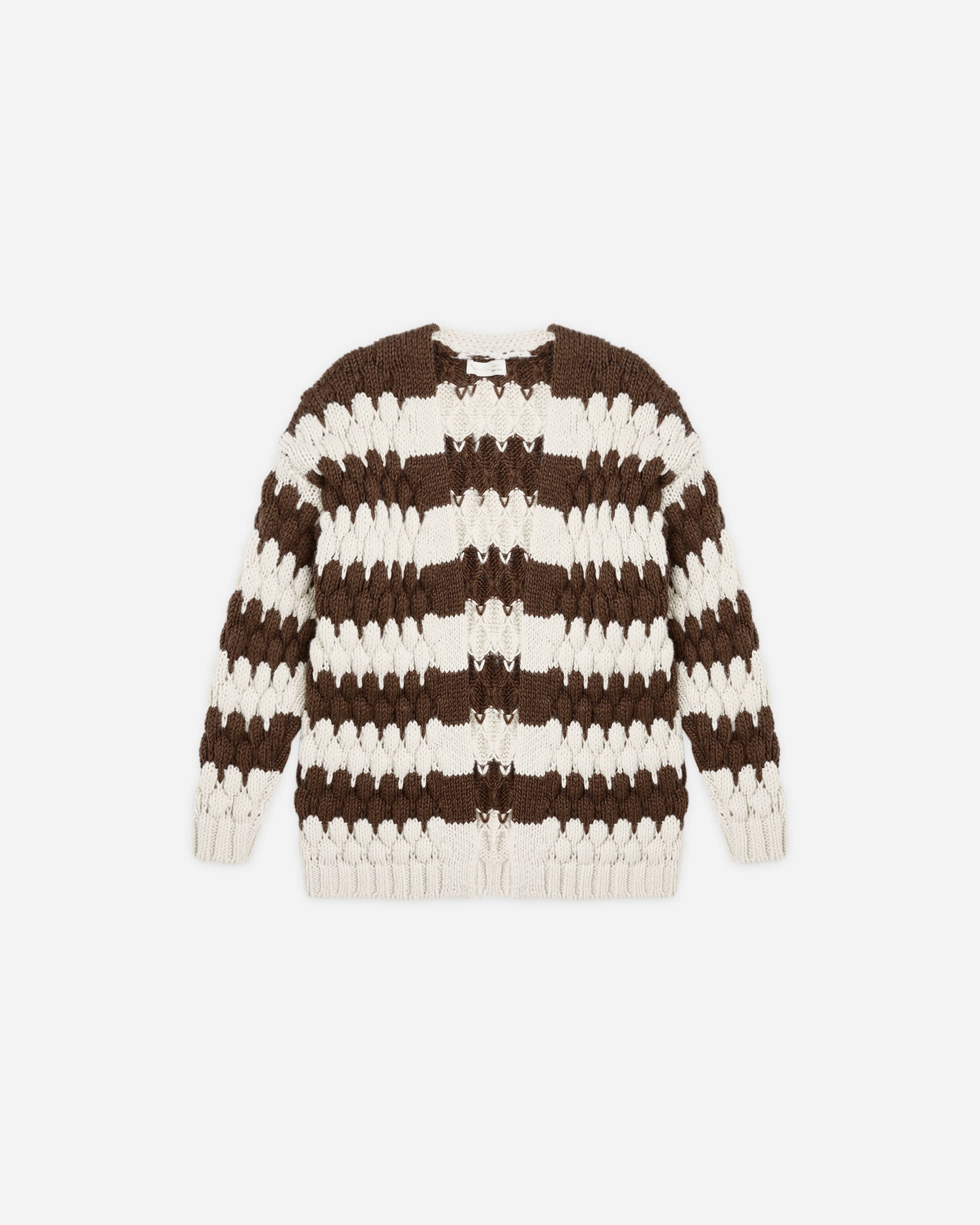 Rylee and Cru Bubble Knit Cardigan Brown Stripe Little Sprout