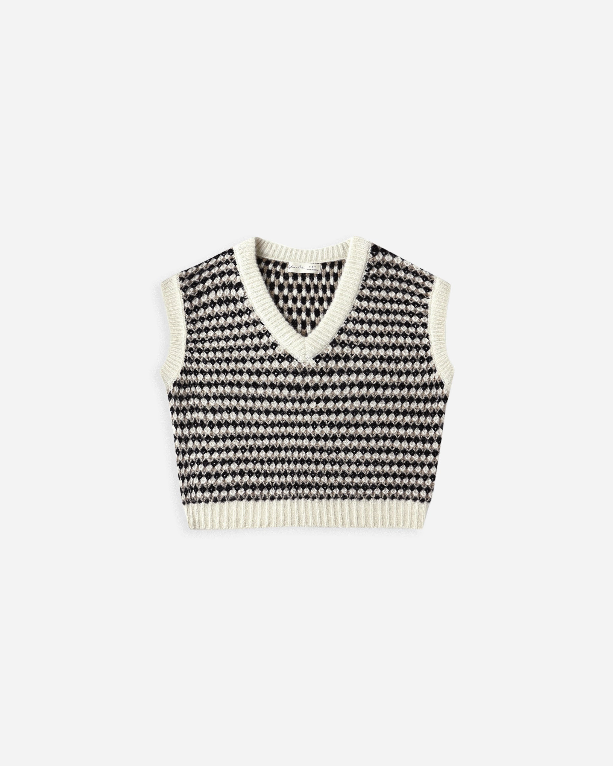 Rylee and Cru Sweatr Vest Black Speckle Little Sprout