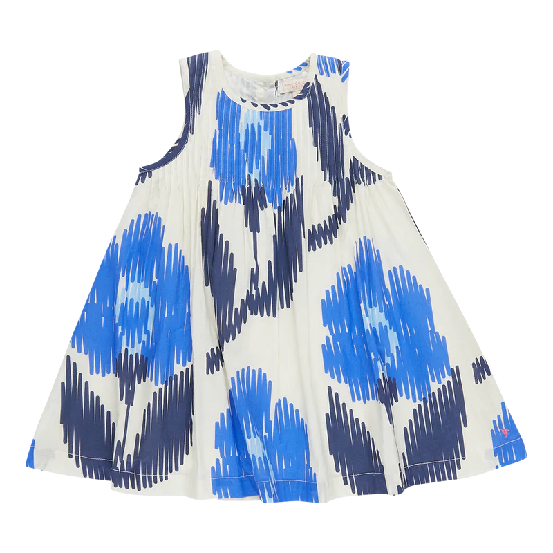 Girls Jaipur Dress - Blue Ikat