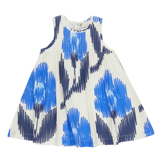 Girls Jaipur Dress - Blue Ikat