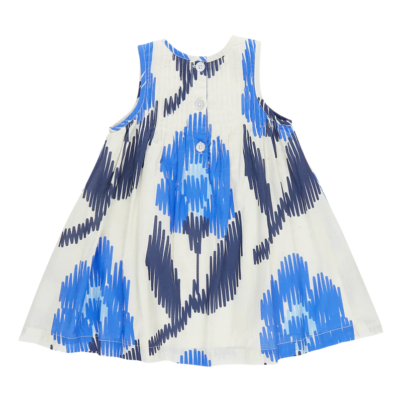 Girls Jaipur Dress - Blue Ikat