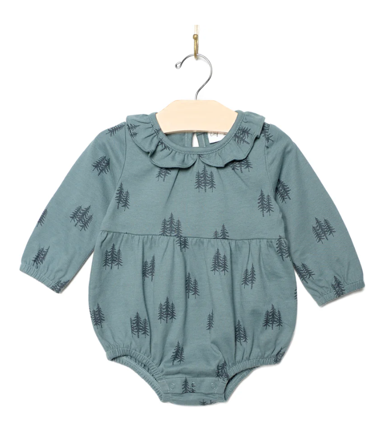 Shortie Frill Collar Romper Combed Cotton Twilight Forest
