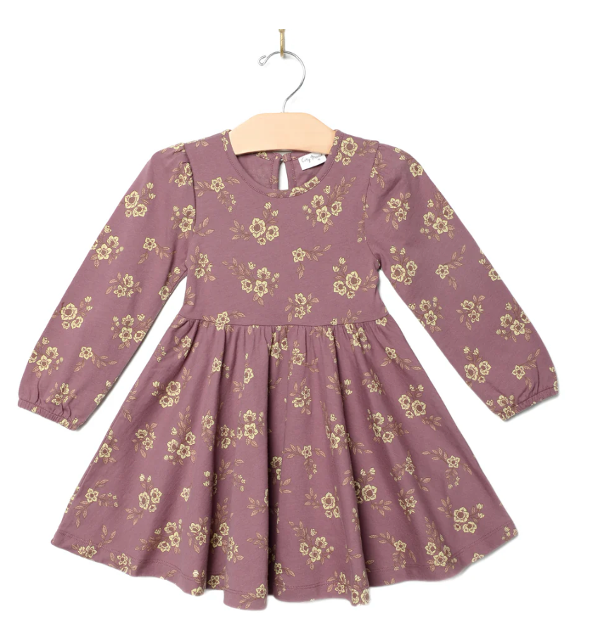 Jersey Cotton Twirl Dress  Orchid Blooms Little Sprout
