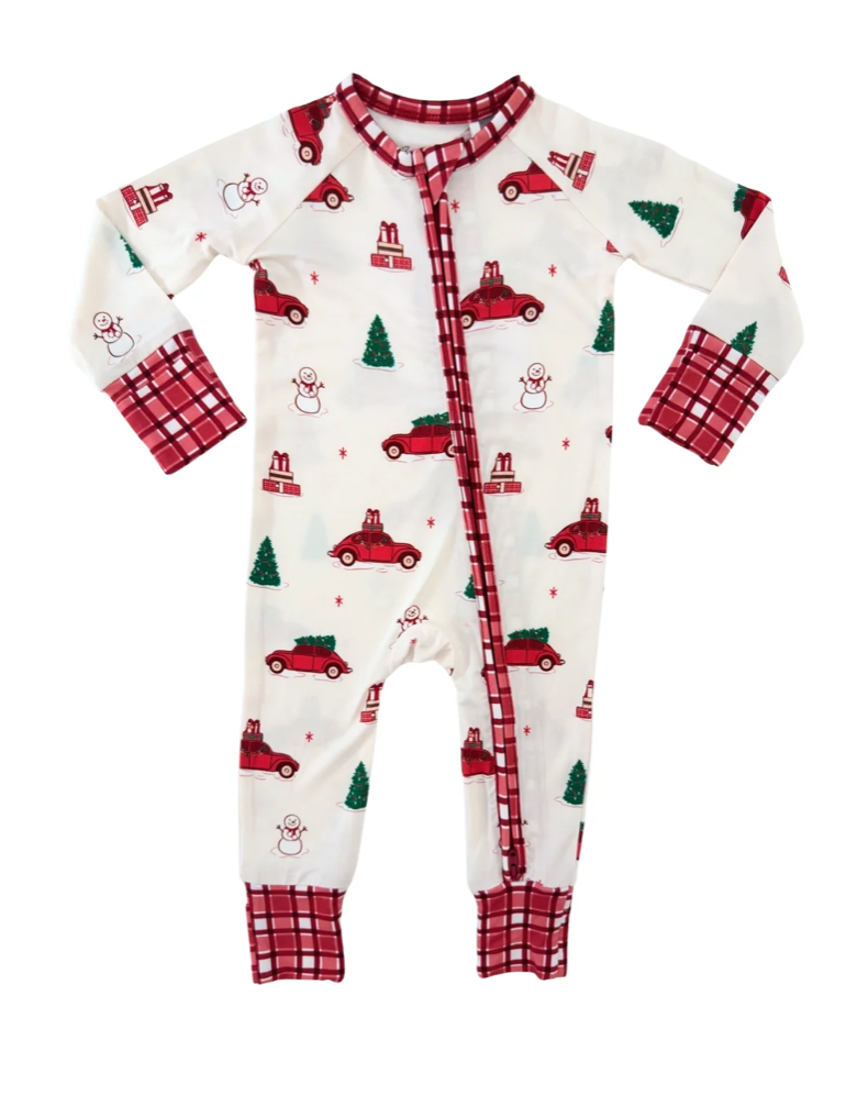 In My Jammers Red Holly Jolly Cruisers Zipper Romper Little Sprout