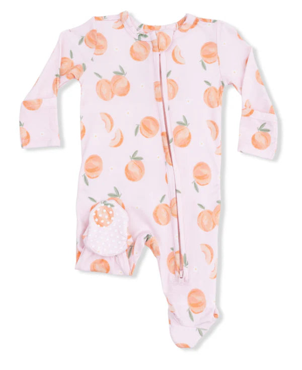 Angel Dear Sweet Peach 2 Way Ruffle Back Zipper Footie Little Sprout