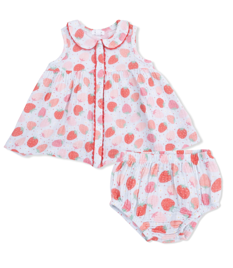 Angel Dear Strawberry Bliss Jill Sleeveless Dress with Bloomer