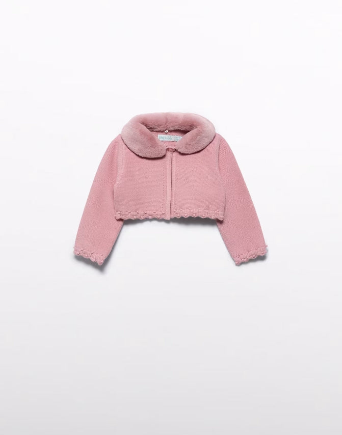 Baby Faux Fur Collar Cardigan