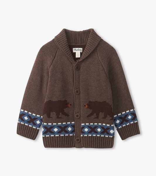 Winter Bear Shawl Collar Cardigan