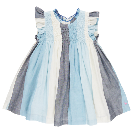 Girls Stevie Dress - Ocean Stripe