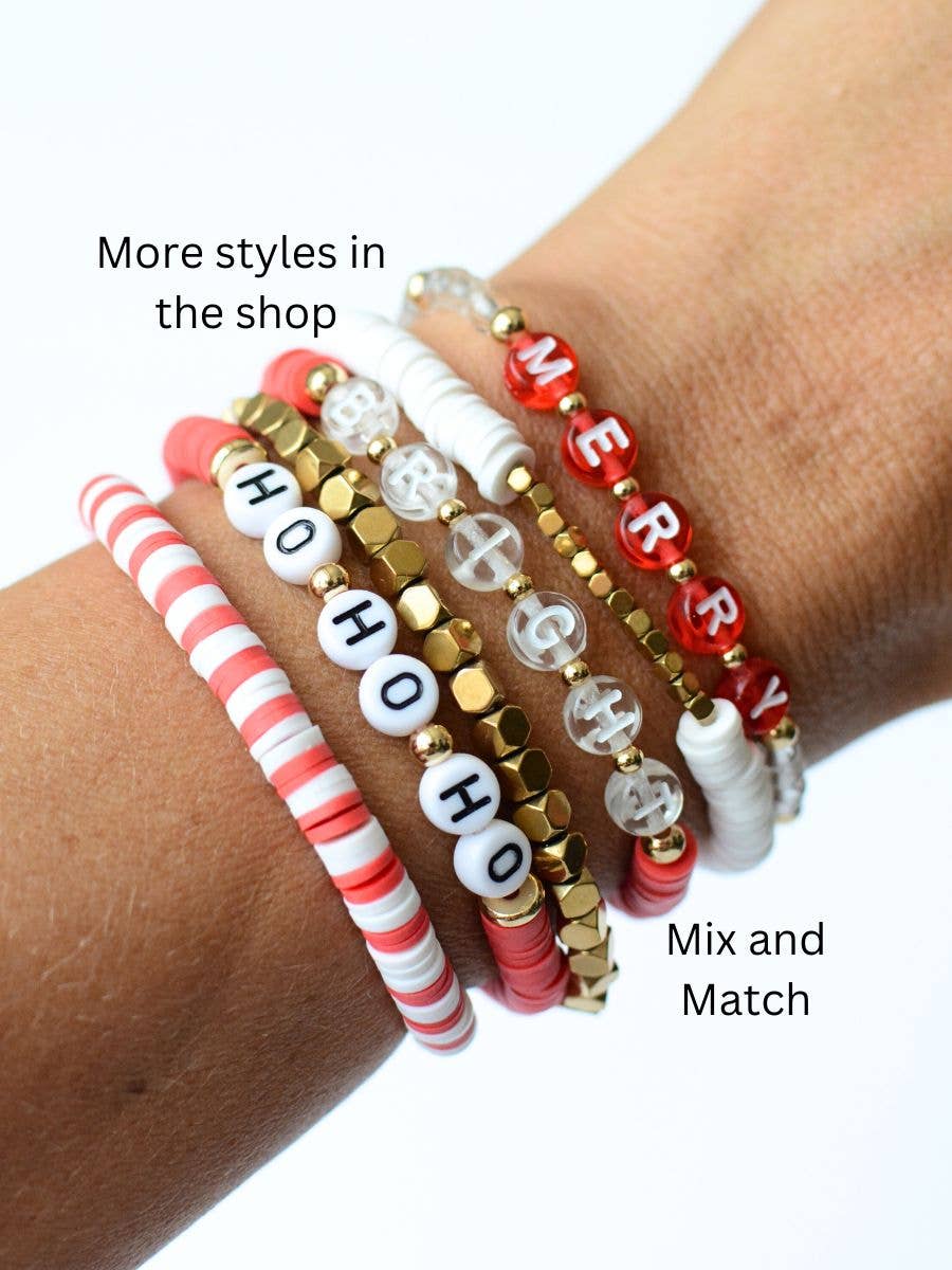 HO Ho Ho Holiday Red Bracelet Set