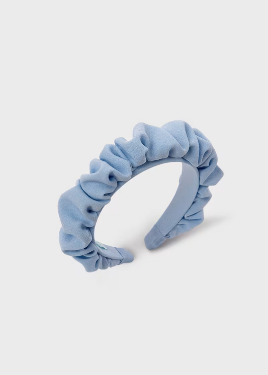 Ruffled Crepe Headband - Light Blue