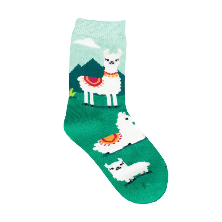 Kids Cotton Crew Socks - Yo Llama    2-4Y