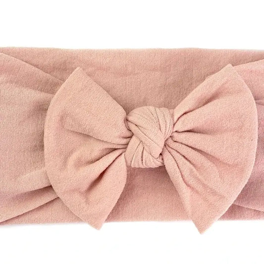 Nylon Bow Knotted Center Headwrap Infant Headband Baby Girl:  Dusty Rose