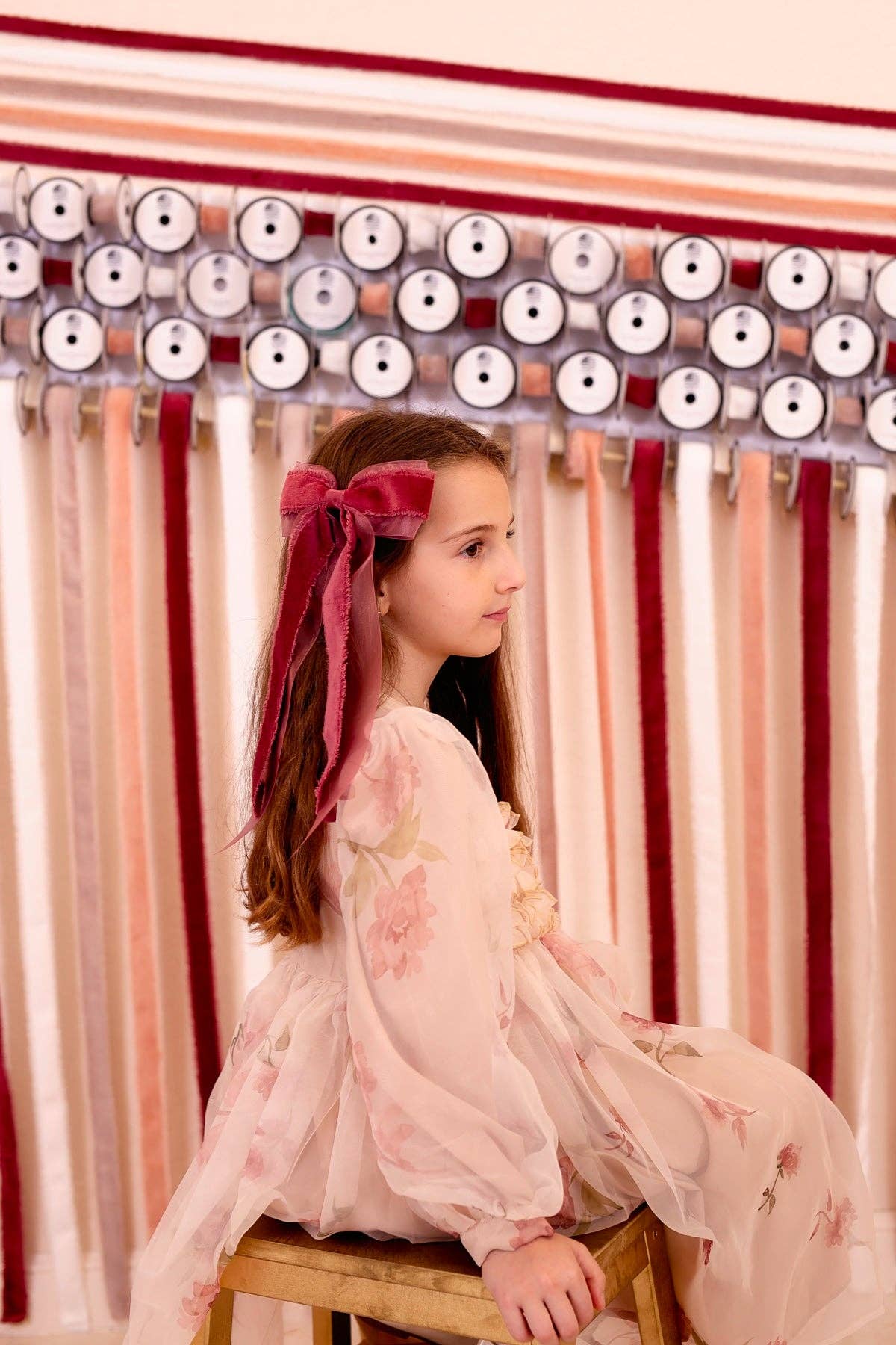 Primrose Princess Long Tail Bow Clip - Cranberry (Handmade in the USA!): Cranberry-Little Sprout
