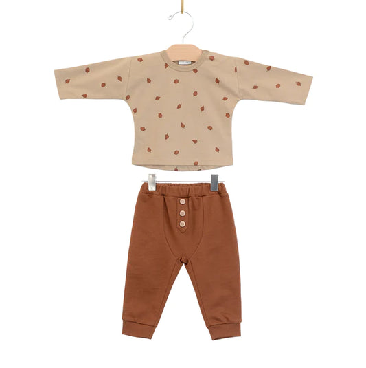 baby boy set combed jersey- acorn pecan rust