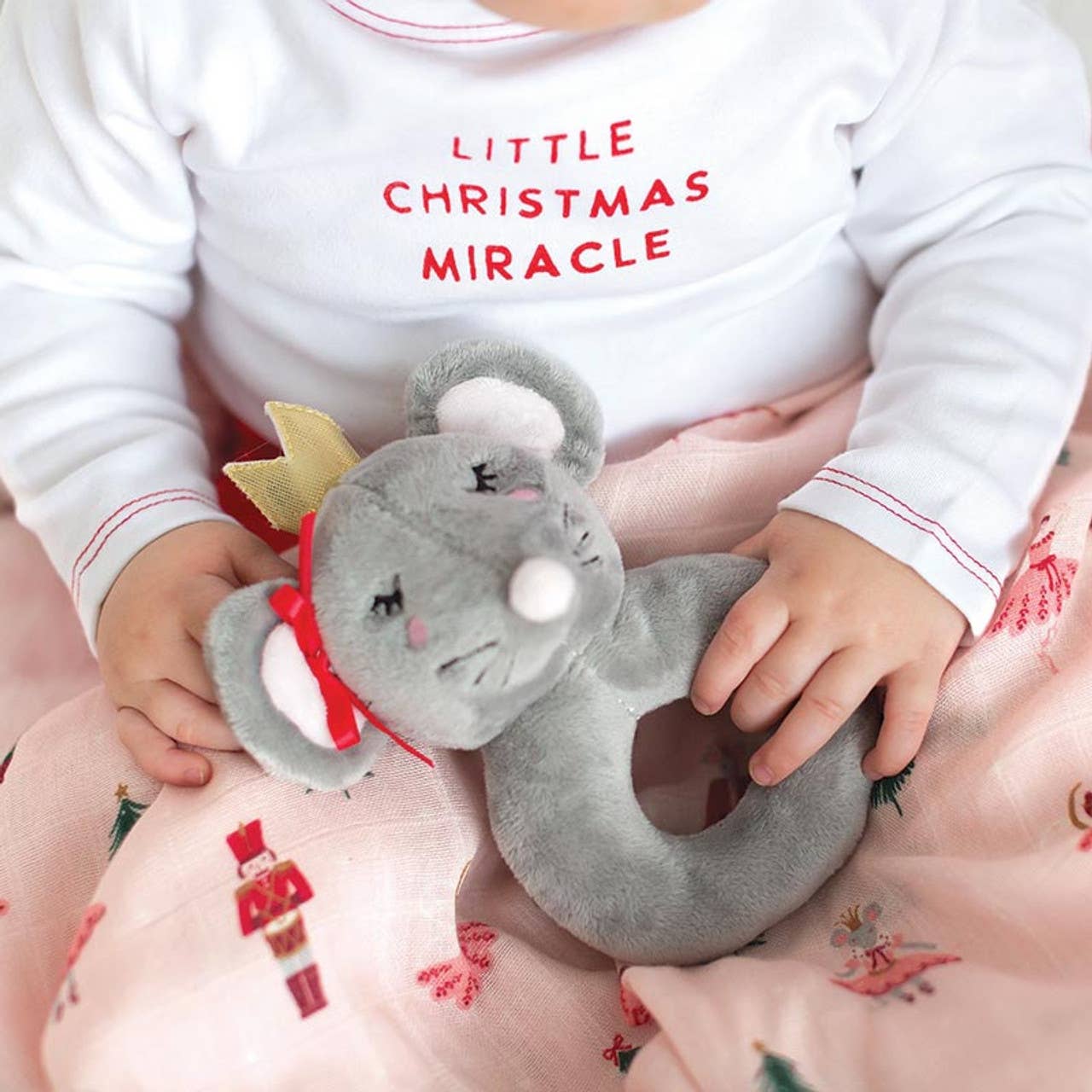 Swaddles with Plush Rattle - Mouse Queen