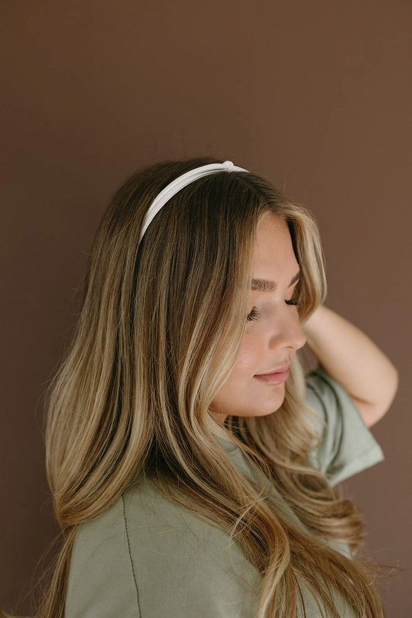 Leather Knot Headband - Cream