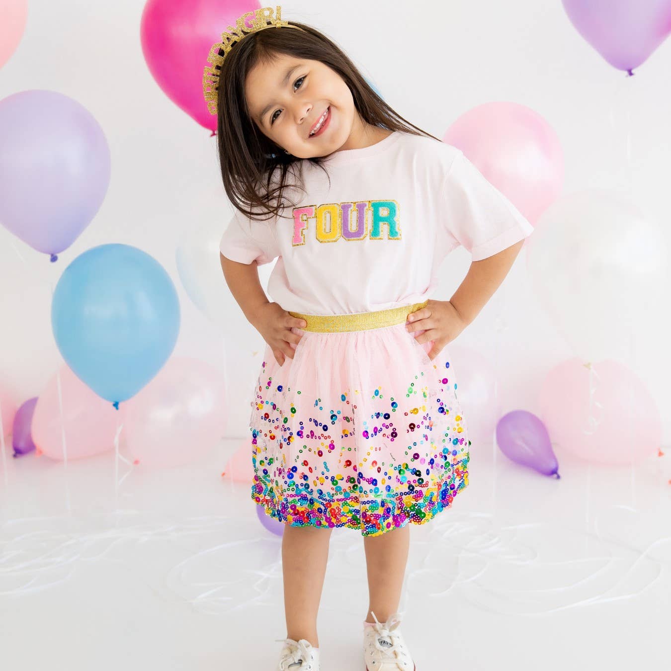 Fourth Birthday Patch Short Sleeve T-Shirt - Kids Birthday: 4T