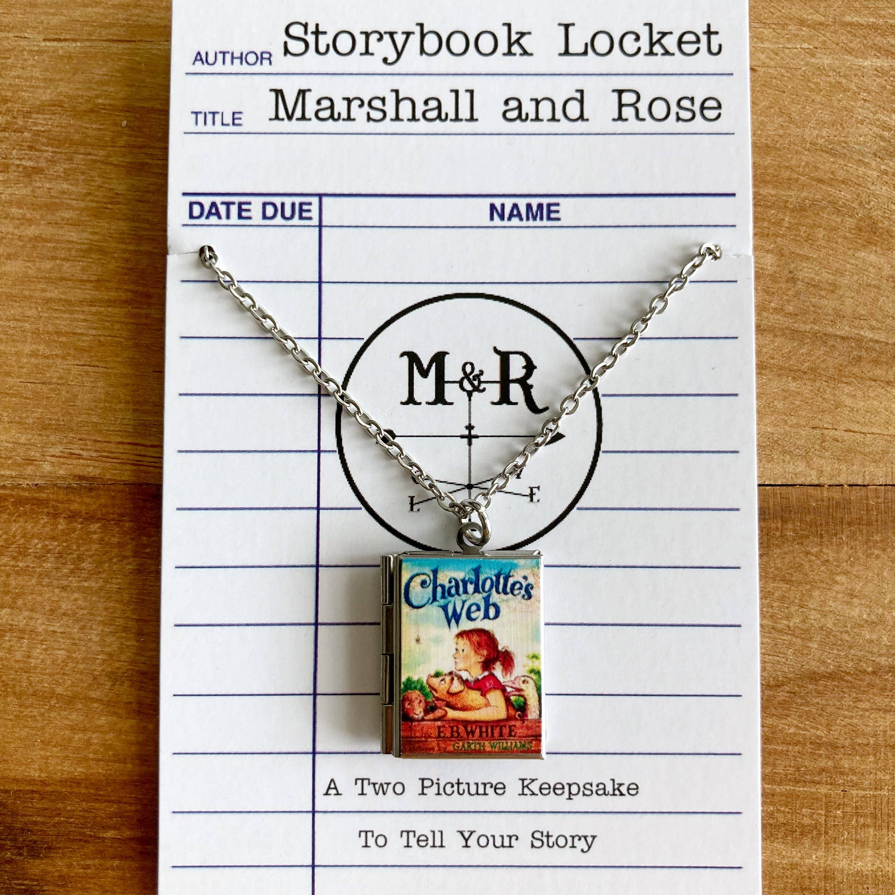 Book Locket Charlotte's Web: Stainless Steel