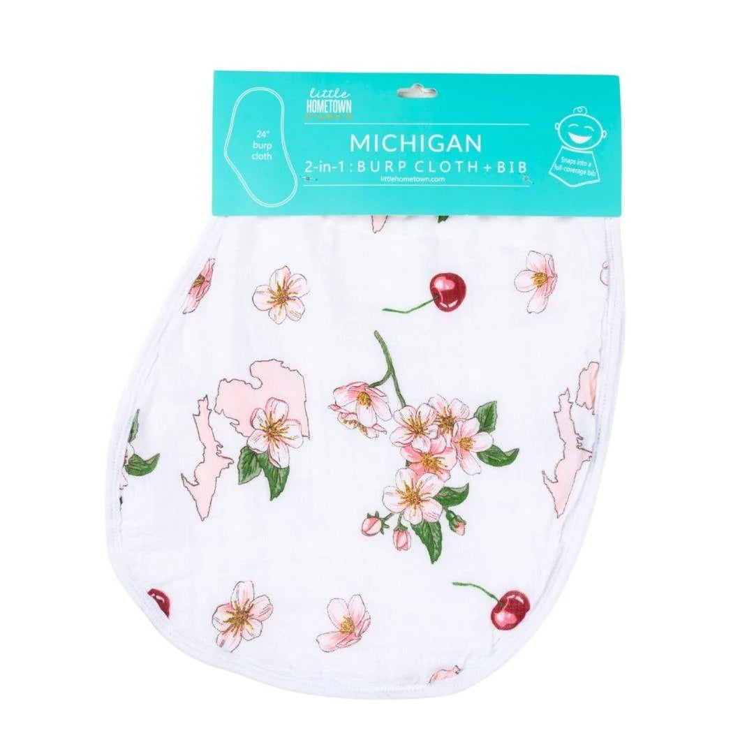 Michigan Baby Burp Cloth And Bib