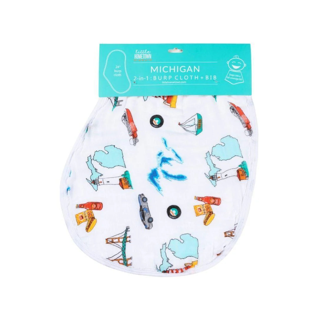 Michigan Baby Burp Cloth And Bib