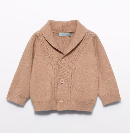 Smoking Neck Cardigan - Camel