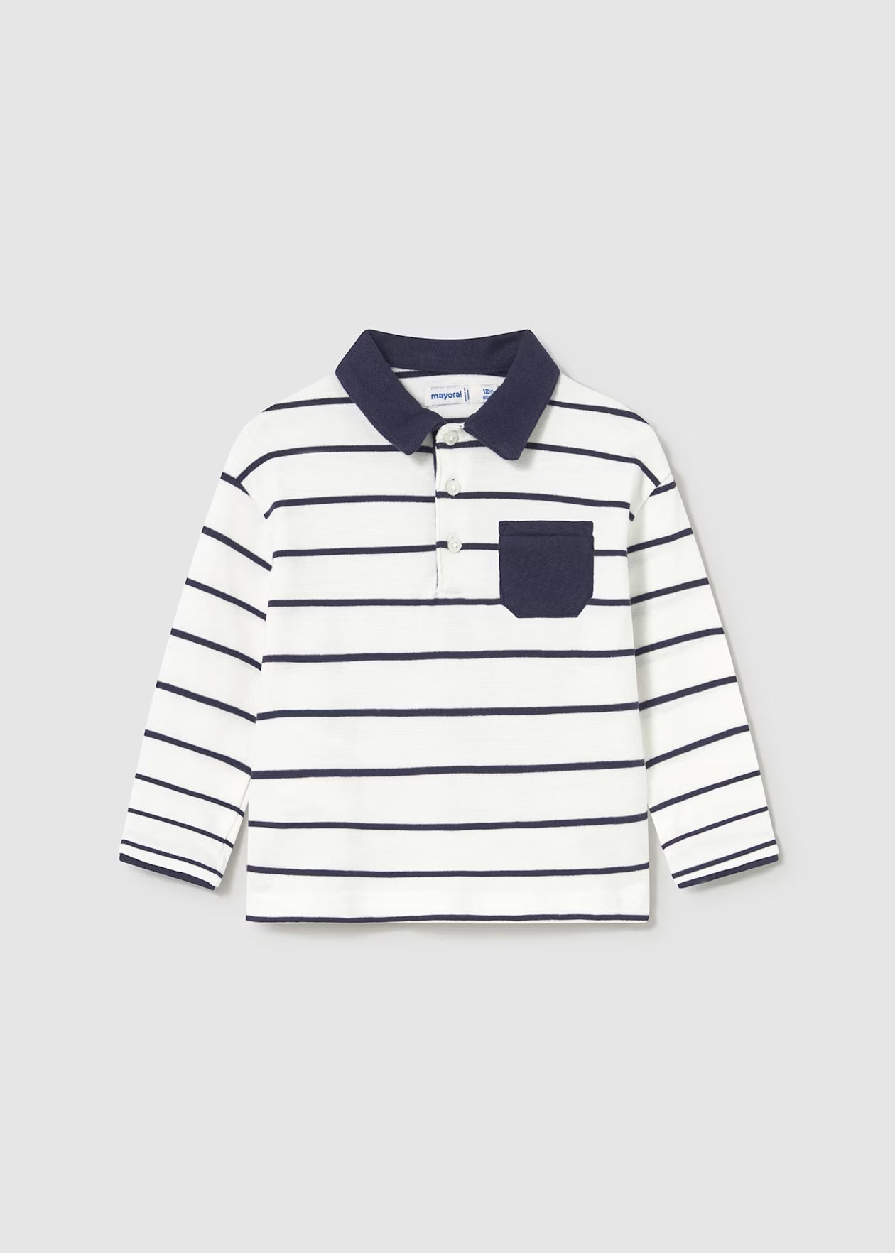 Mayoral Contrast Polo Shirt Cream Blue Little Sprout