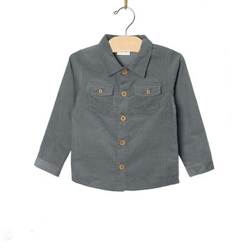 Baby Corduroy Button Up Shirt - Granite