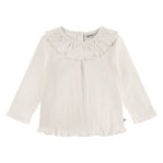 Girls Long Sleeve Ruffle Collar T-Shirt - Creme