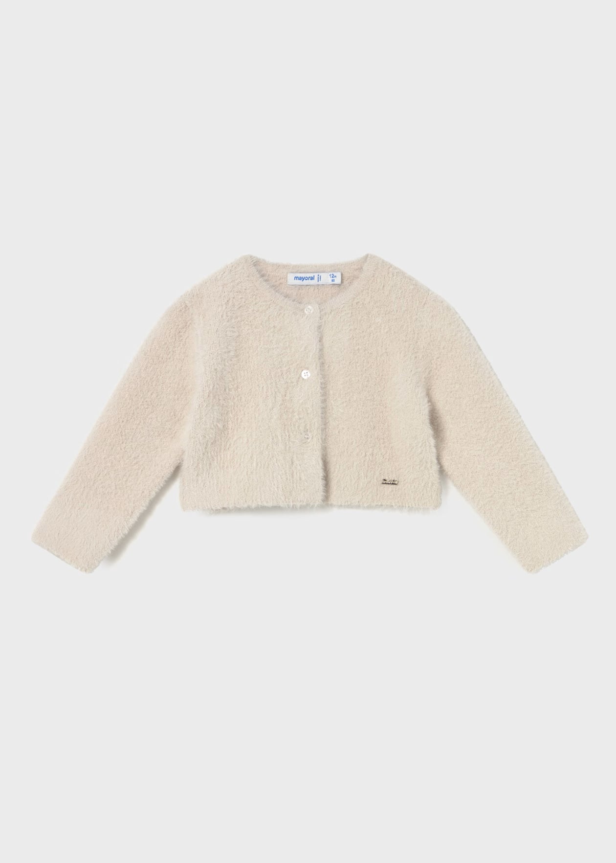 Mayoral Baby Knit Cardigan with Faux Fur Sand Little Sprout