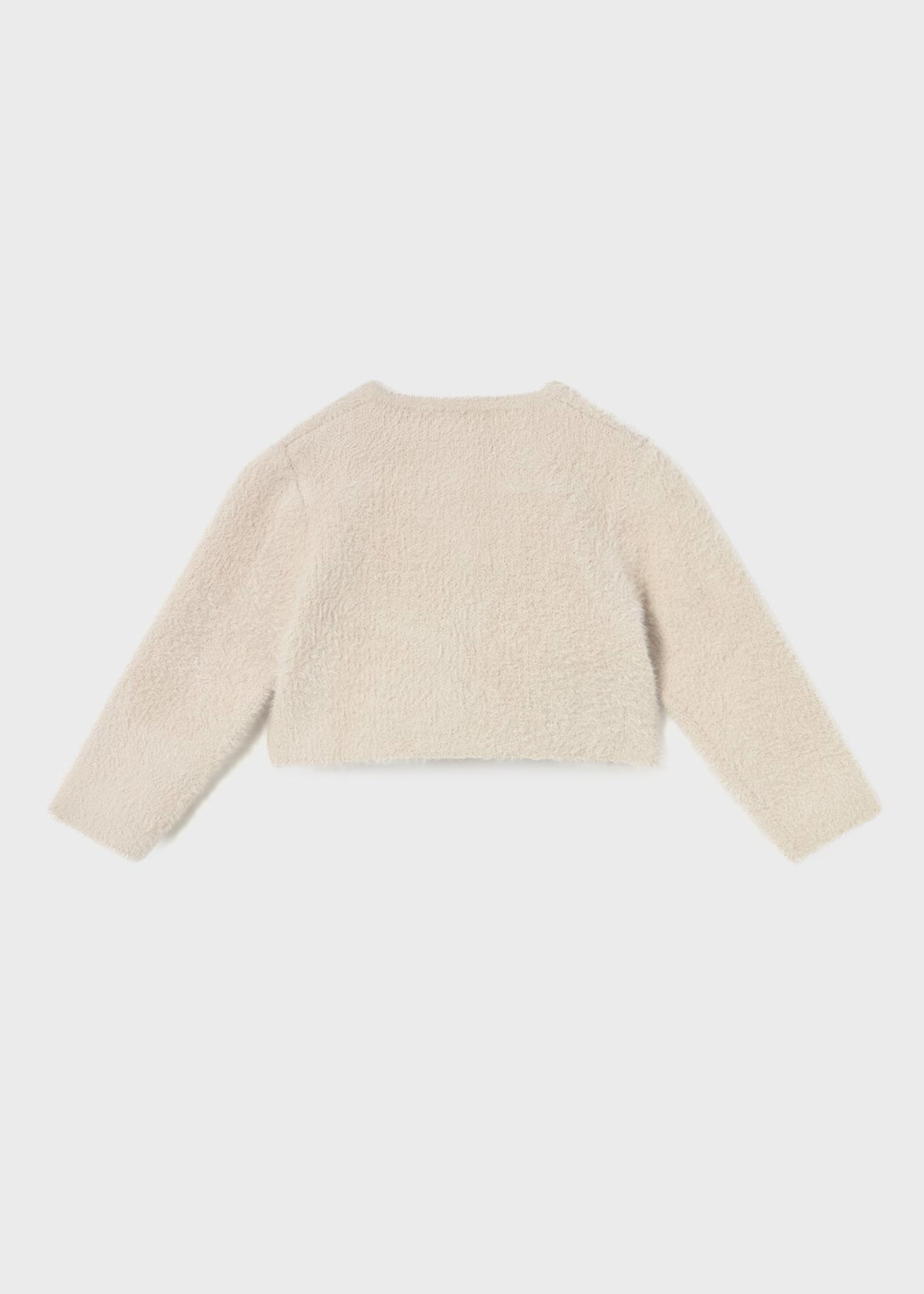 Baby Knit Cardigan with Faux Fur - Sand